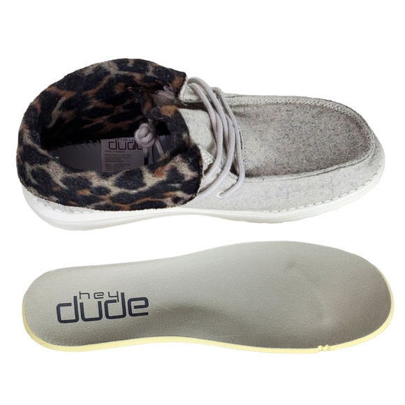 NWB Hey Dude britt wool blend ankle high fold booties cream cheetah size 10 - Picture 12 of 13